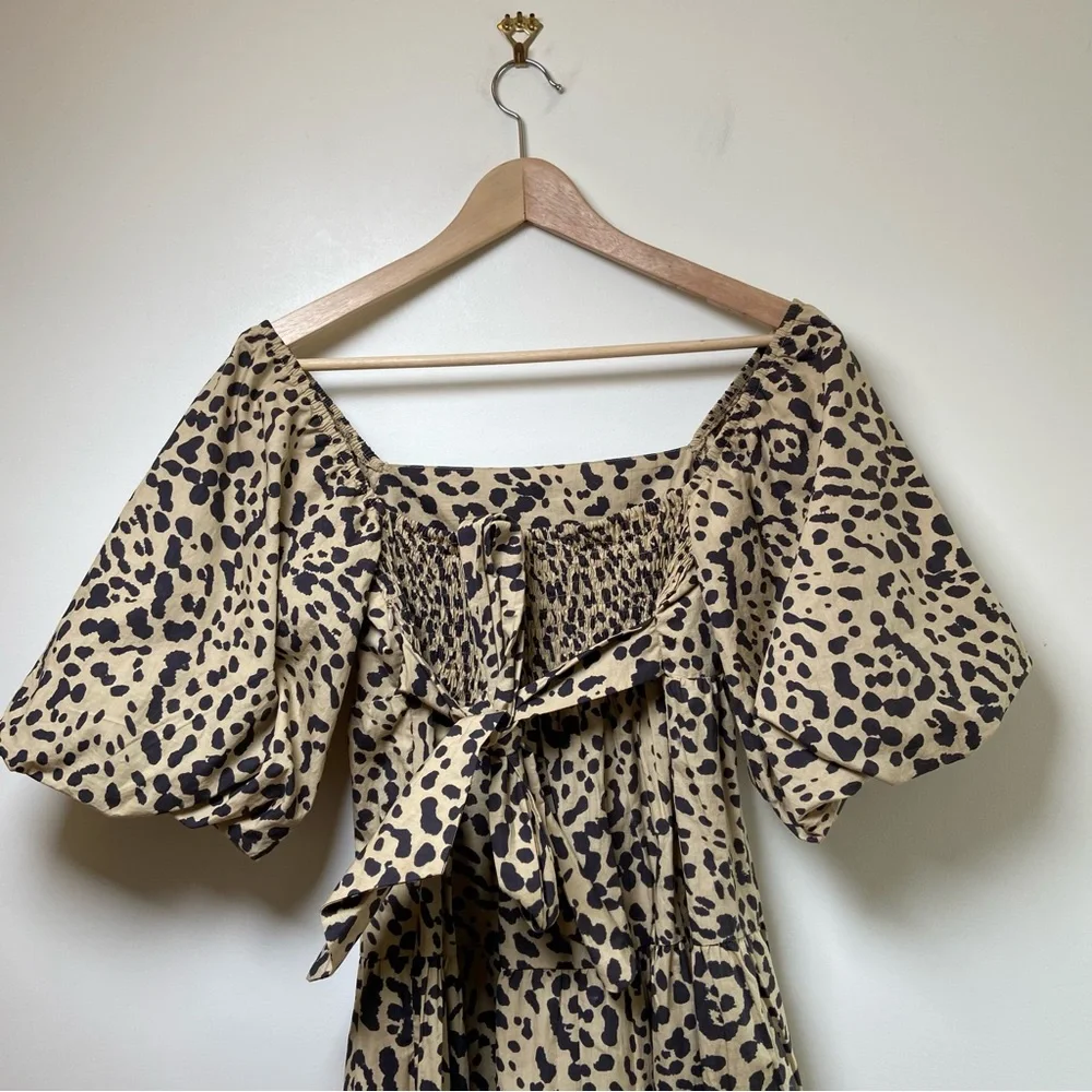 Faithfull The Brand Shamari Animal Print Tulienne Mini Dress Small Animal Print